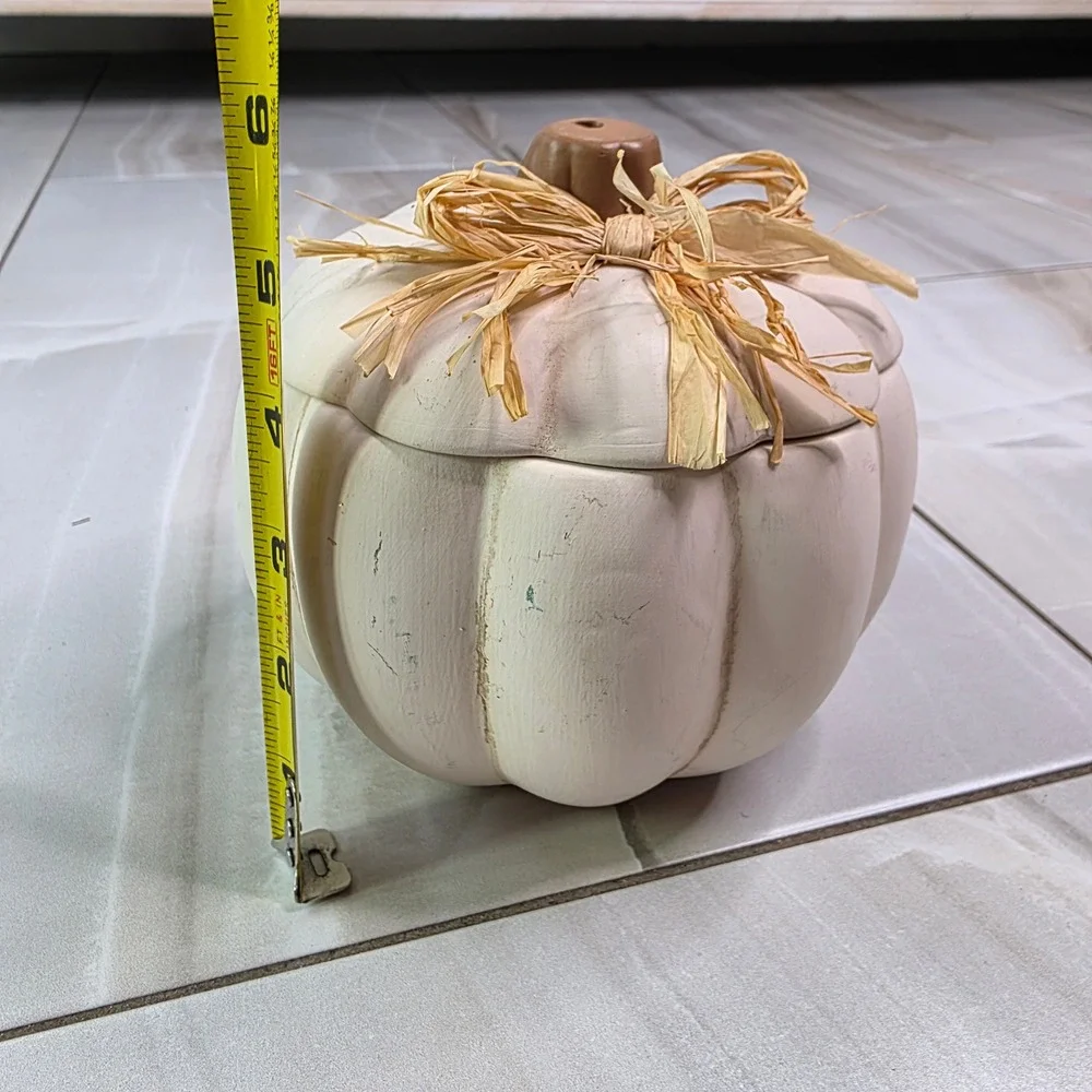 Pumpkin Hollow White Ceramic Pumpkin Jar with Raffia Bow Target‎ 010 05 0605